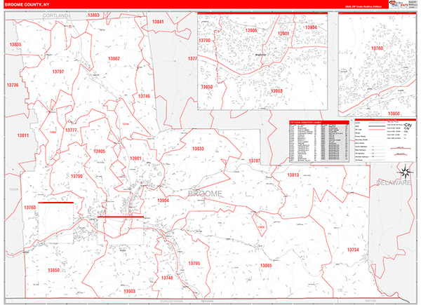 Broome County, NY Zip Code Map