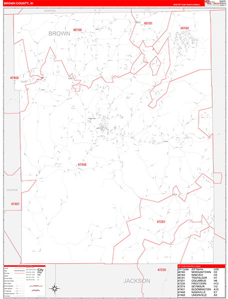 Brown County, IN Zip Code Map