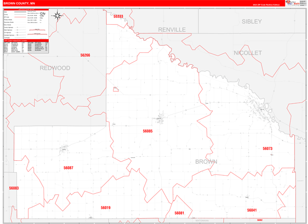Brown County Digital Map Red Line Style