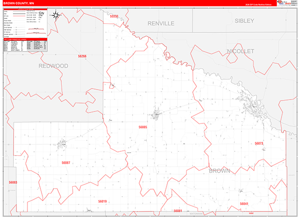 Brown County, MN Zip Code Map