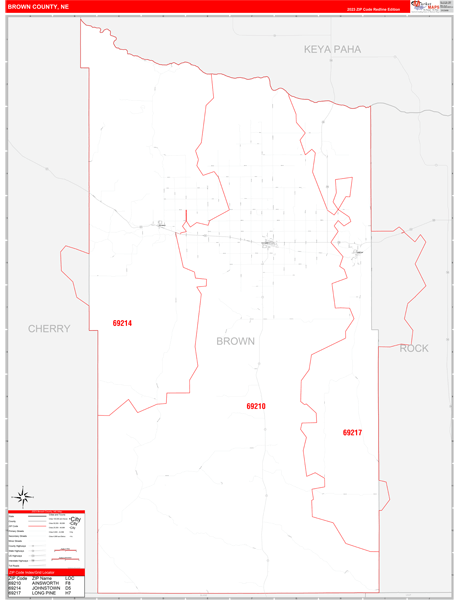 Brown County, NE Carrier Route Wall Map