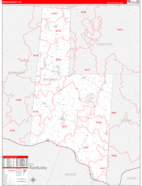 Brown County, OH Zip Code Map