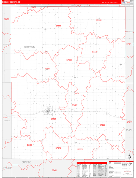 Brown County, SD Carrier Route Wall Map