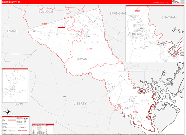 Bryan County, GA Zip Code Map