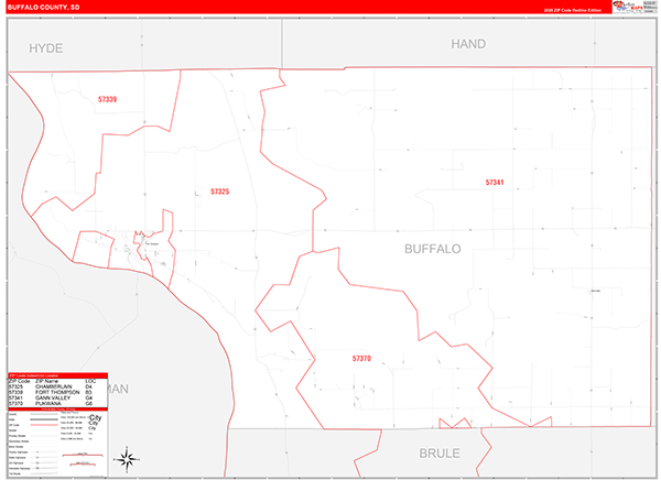 Buffalo County, SD Carrier Route Wall Map
