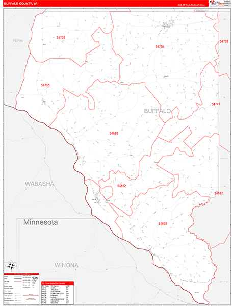 Buffalo County, WI Zip Code Wall Map