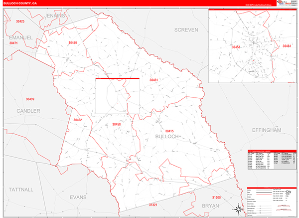 Bulloch County, GA Zip Code Map