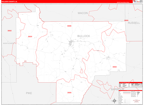 Bullock County, AL Zip Code Map