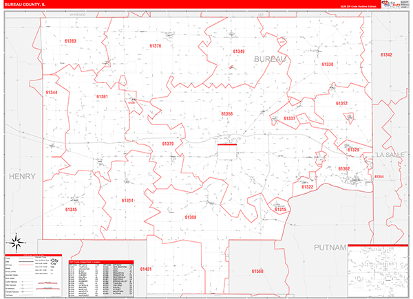 Bureau County, IL Zip Code Map