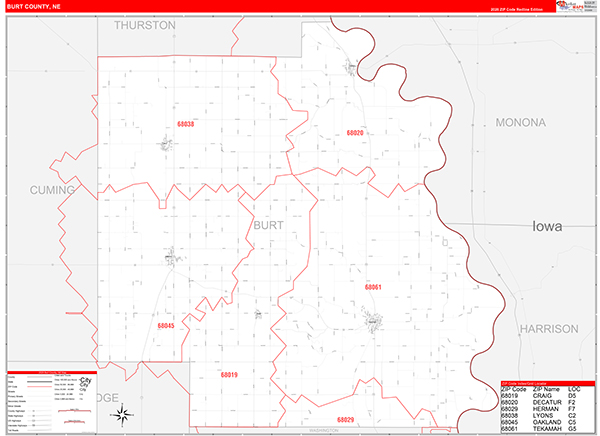 Burt County, NE Zip Code Map