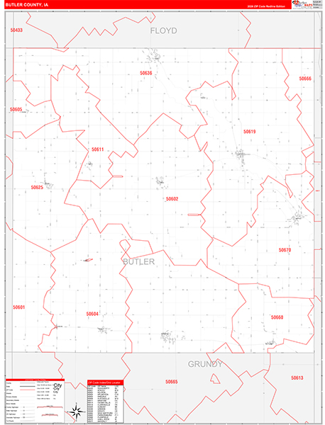 Butler County, IA Zip Code Map