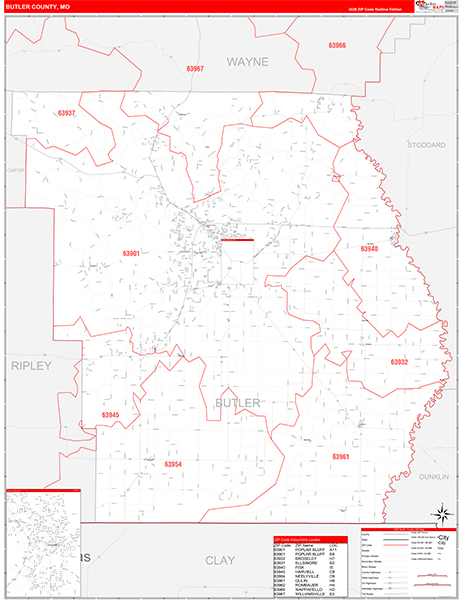 Butler County, MO Zip Code Map