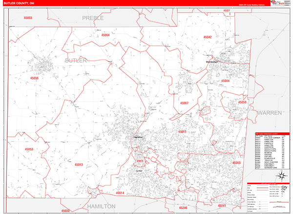 Butler County, OH Zip Code Map