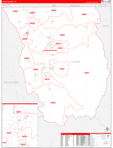 Cache County Digital Map Red Line Style