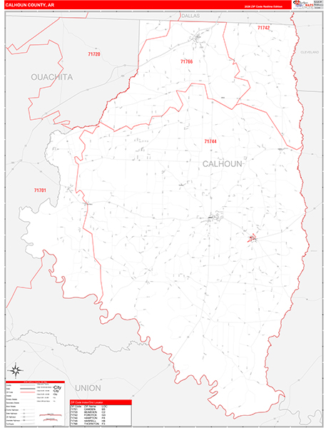Calhoun County, AR Zip Code Map