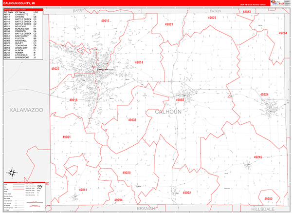 Calhoun County, MI Zip Code Map