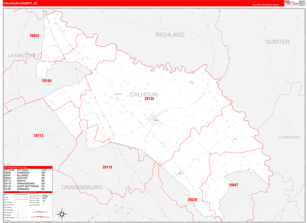 Calhoun County Digital Map Red Line Style
