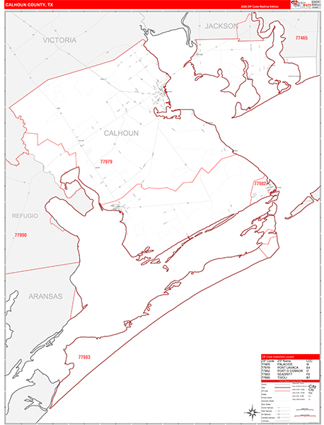 Calhoun County, TX Zip Code Map