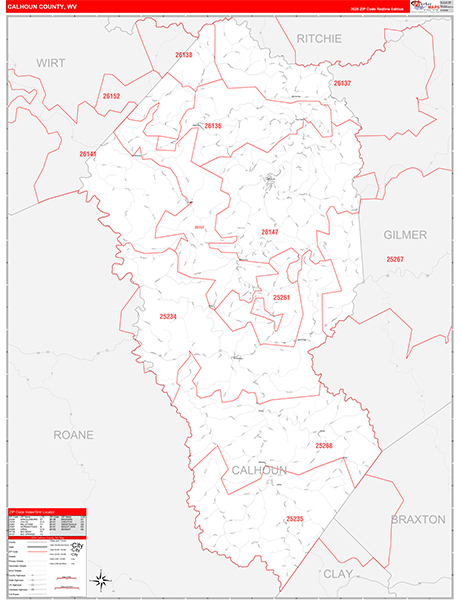 Calhoun County, WV Zip Code Map
