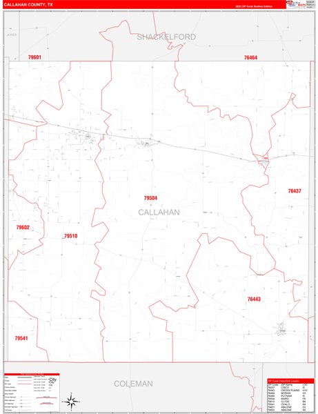 Callahan County Digital Map Red Line Style