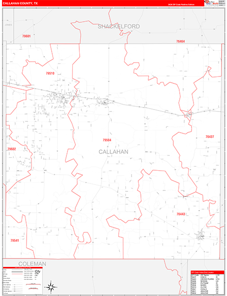 Callahan County, TX Zip Code Map
