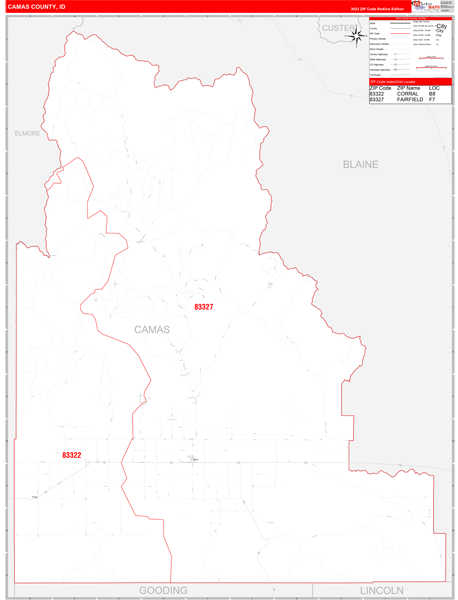 Camas County, ID Zip Code Wall Map