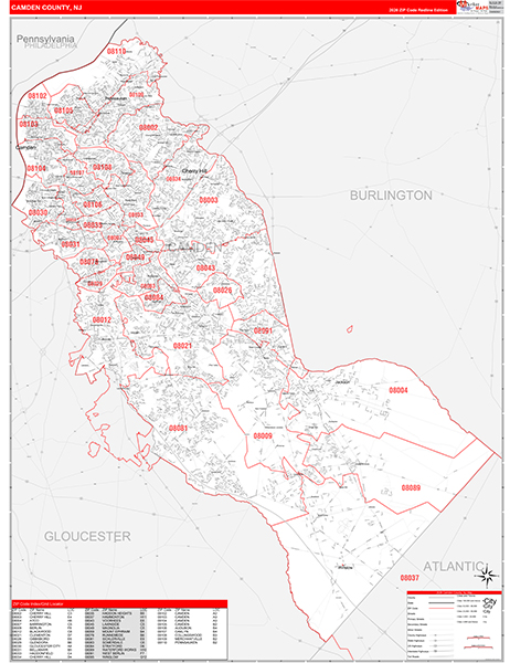 Camden County, NJ Zip Code Map