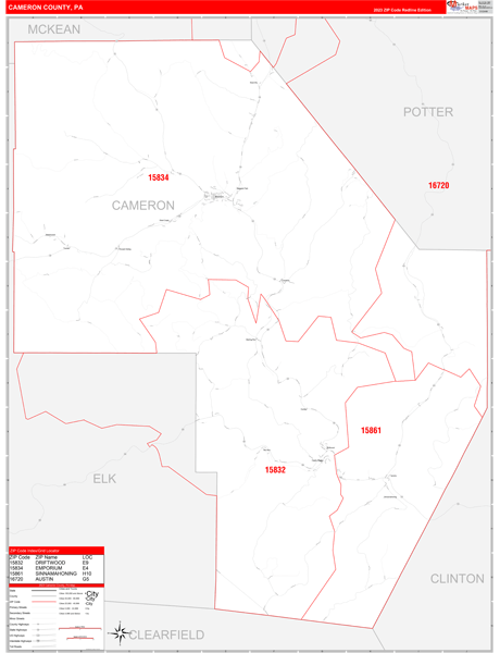Cameron County Digital Map Red Line Style