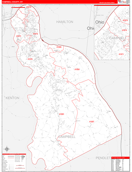 Campbell County, KY Zip Code Map