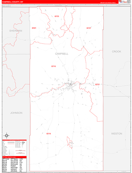 Campbell County, WY Zip Code Map