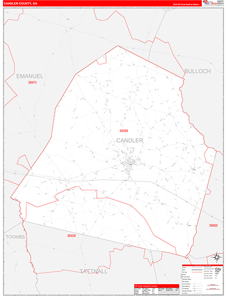 Candler County, GA Zip Code Map