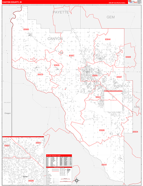 Canyon County, ID Zip Code Map