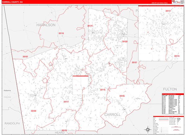 Carroll County, GA Zip Code Map