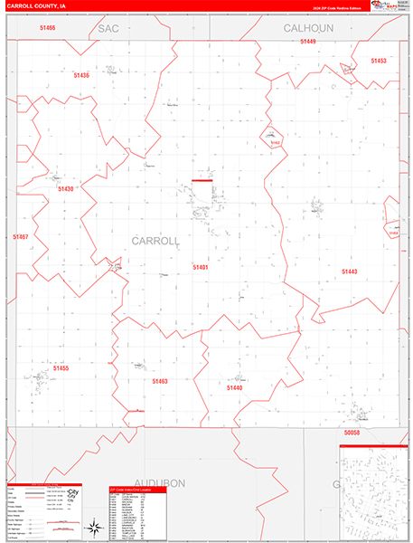 Carroll County, IA Zip Code Map