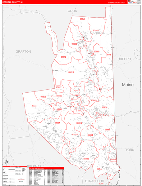 Carroll County, NH Zip Code Map