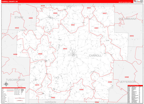 Carroll County, OH Zip Code Map