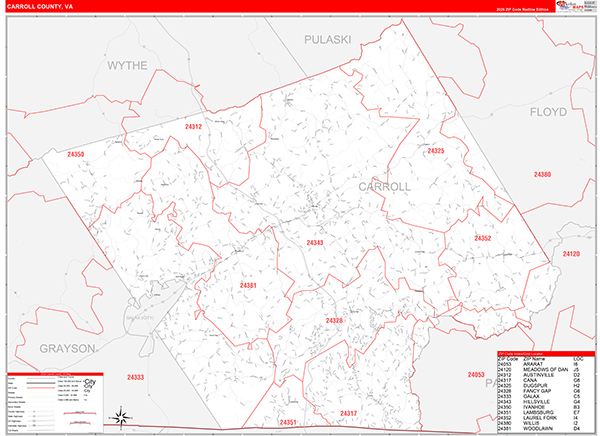 Carroll County, VA Zip Code Map