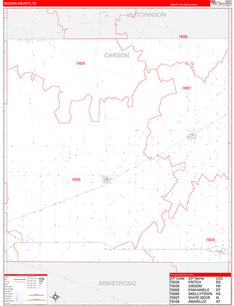 Carson County, TX Zip Code Map