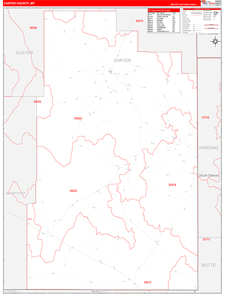 Carter County, MT Zip Code Map