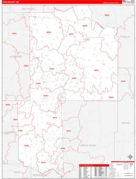 Cass County, MN Zip Code Map