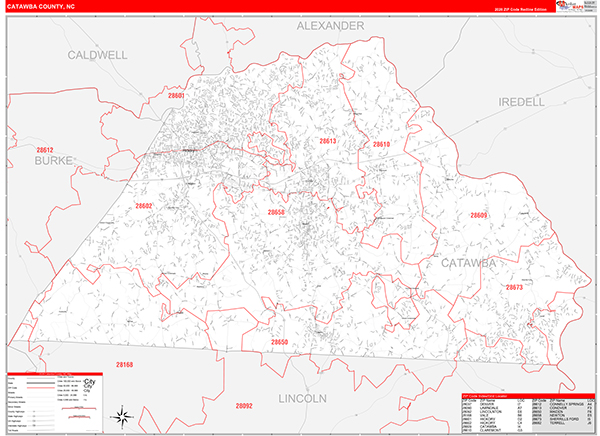 Catawba County, NC Zip Code Map