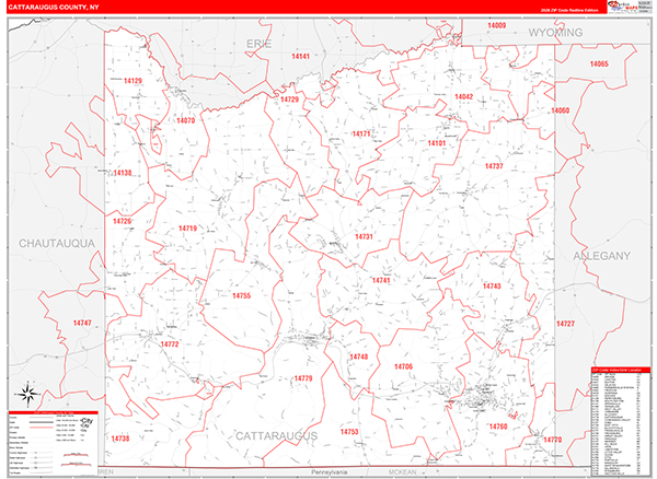 Cattaraugus County, NY Zip Code Map