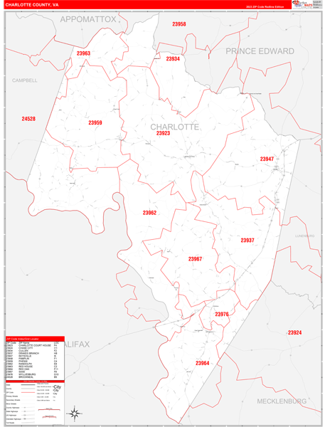 Charlotte County, VA Zip Code Map