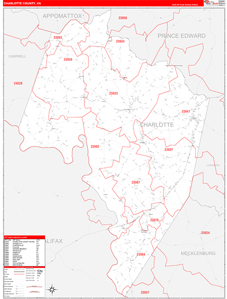 Charlotte County, VA Zip Code Map