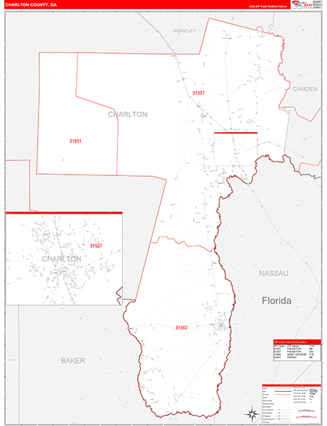 Charlton County, GA Zip Code Map