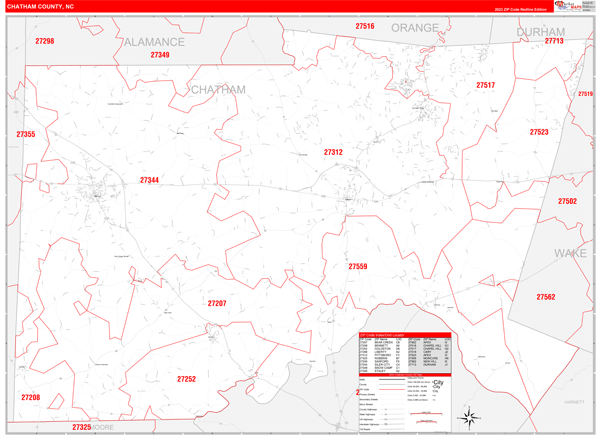 Chatham County Digital Map Red Line Style