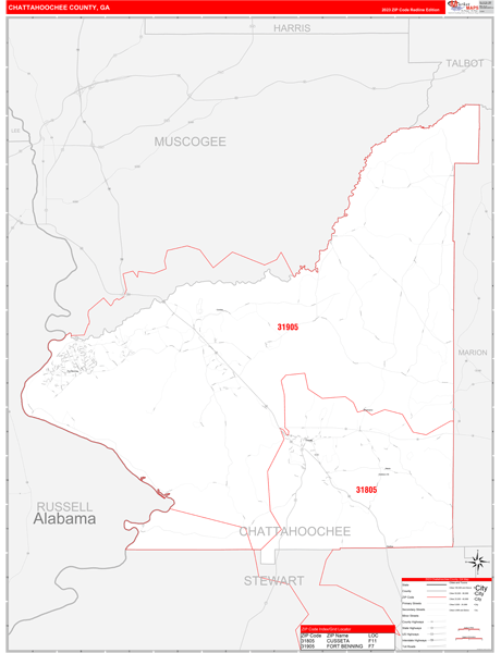Chattahoochee County, GA Zip Code Map