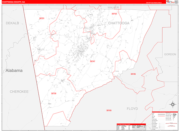 Chattooga County, GA Zip Code Map