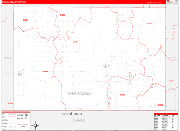 Chautauqua County, KS Zip Code Map