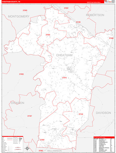 Cheatham County, TN Zip Code Map